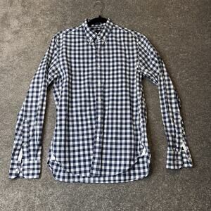 J.Crew Slim Navy Blue Gingham Check Button-Down Shirt Men’s Small 100% Cotton